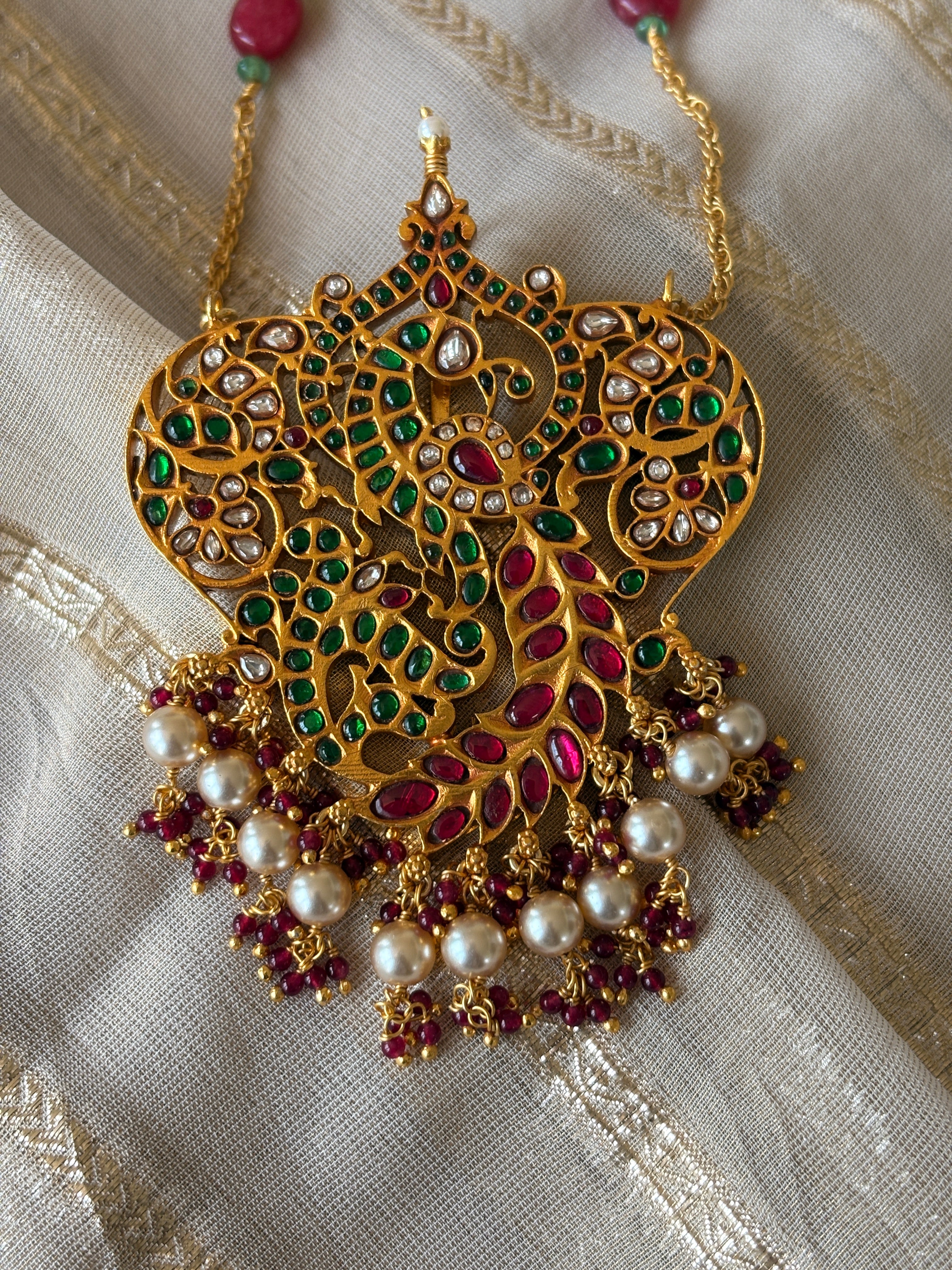 Pink-Green Kundan Jadau Necklace